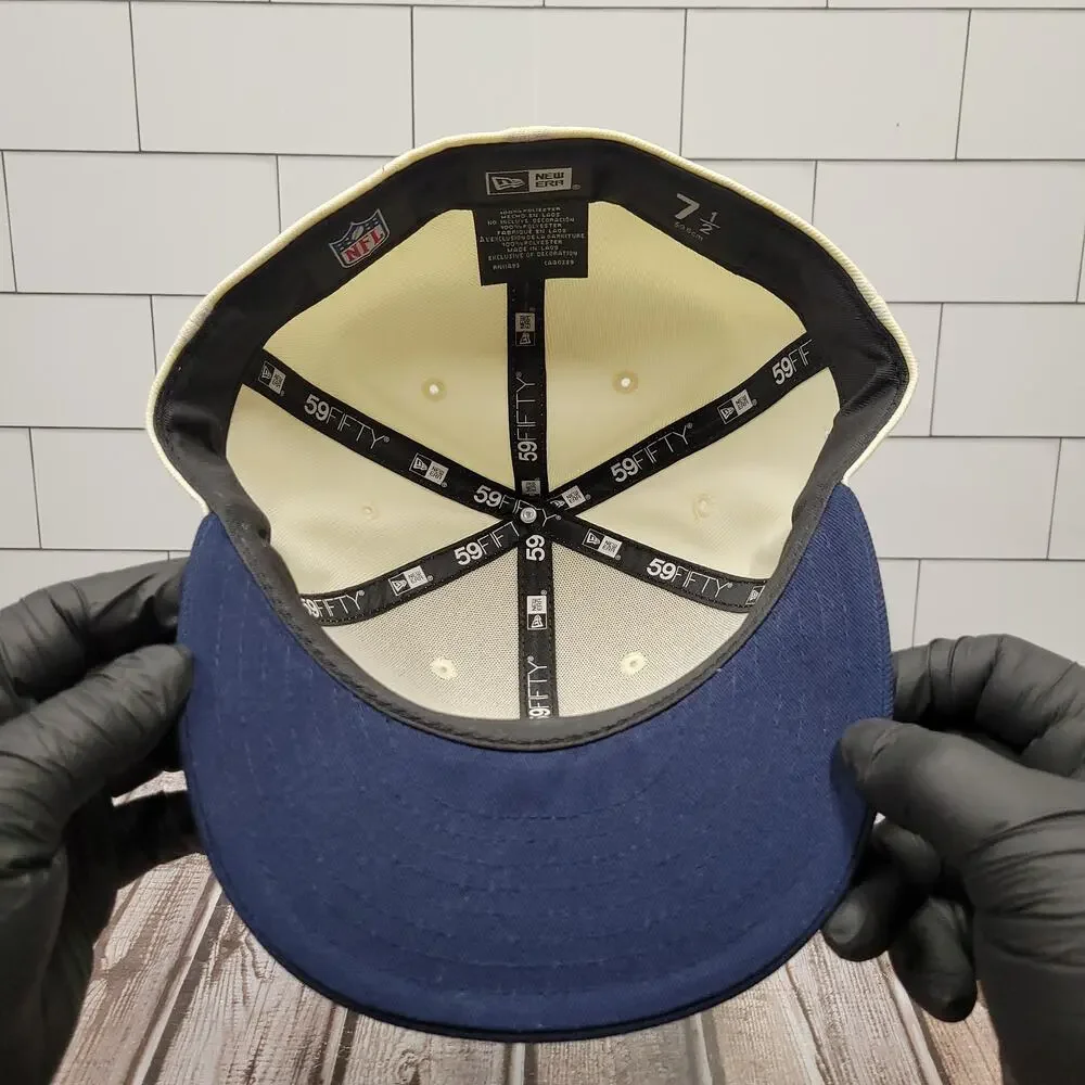 New Era 59FIFTY Dallas Cowboys NFL Fitted Hat Cream Navy Size 7 1/2